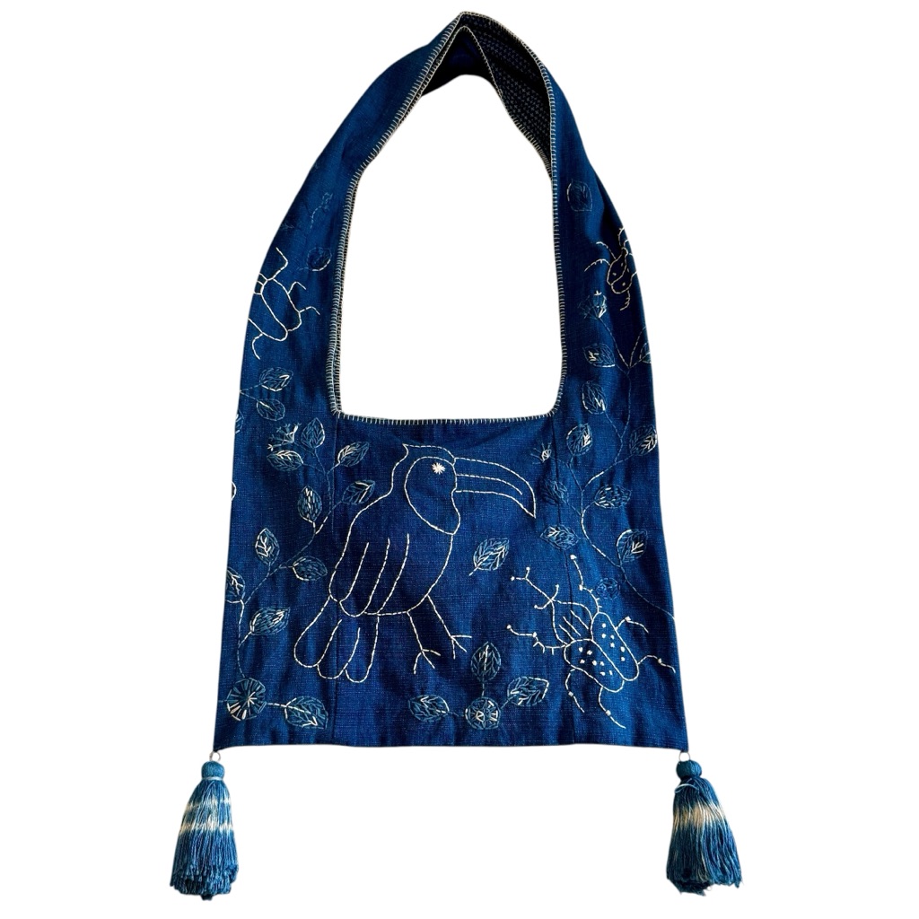 Momo New York Hand Embroidered Boho Chic Artisan Shoulder Crossbody Tassel Bag — image 4 of 6